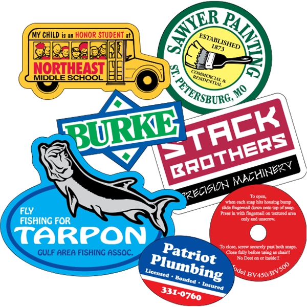 Customizable white vinyl die-cut decal with back adhesive and a one... from ASI 89910 Stouse, LLC