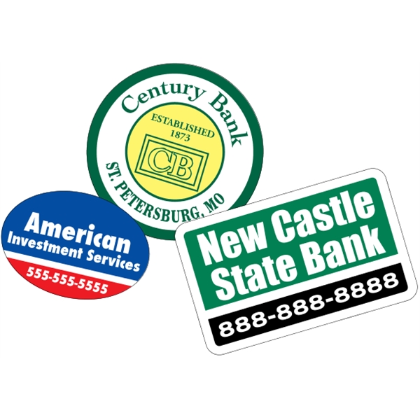 Customizable white vinyl die-cut decal with back adhesive and a one... from ASI 89910 Stouse, LLC