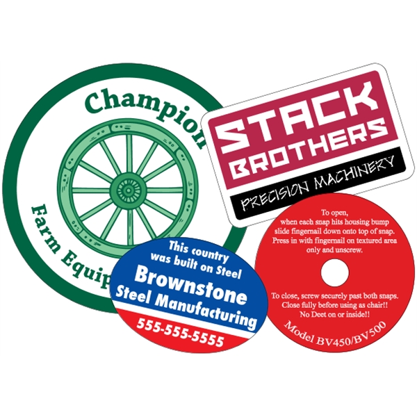 Customizable white vinyl die-cut decal with back adhesive and a one... from ASI 89910 Stouse, LLC