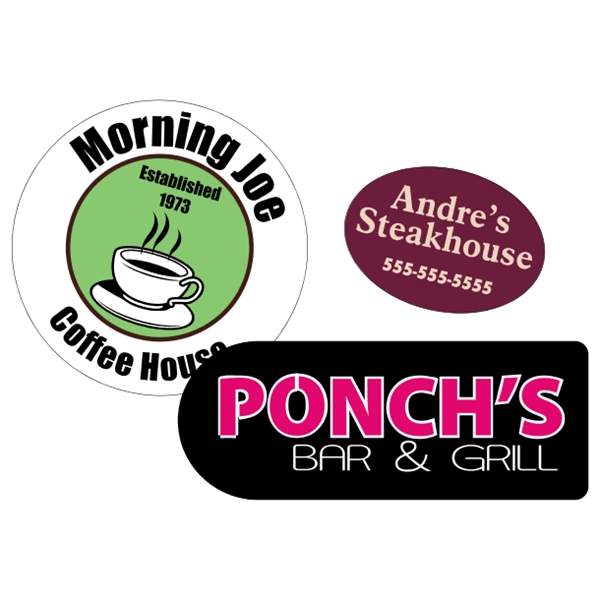 Customizable white vinyl die-cut decal with back adhesive and a one... from ASI 89910 Stouse, LLC