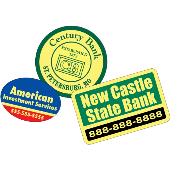 Customizable yellow vinyl die-cut decal with back adhesive and a one... from ASI 89910 Stouse, LLC