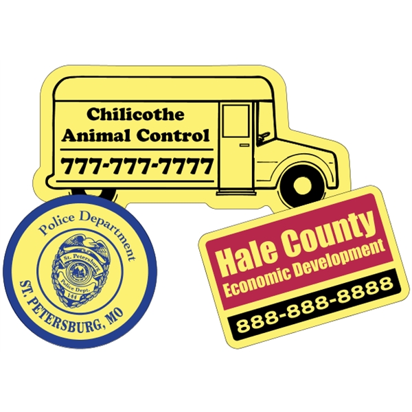Customizable yellow vinyl die-cut decal with back adhesive and a one... from ASI 89910 Stouse, LLC