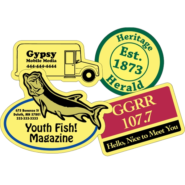 Customizable yellow vinyl die-cut decal with back adhesive and a one... from ASI 89910 Stouse, LLC