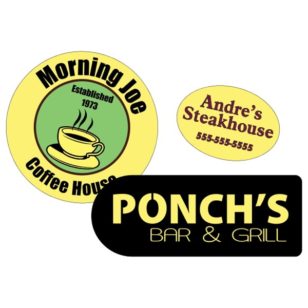 Customizable yellow vinyl die-cut decal with back adhesive and a one... from ASI 89910 Stouse, LLC