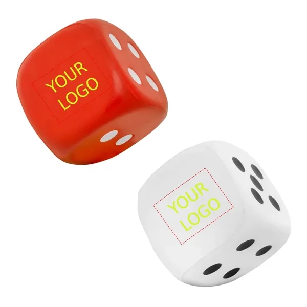 Dice shape stress relief ball plus 1 color silkscreen imprint on... from ASI 37218 Athena Promo (tm)
