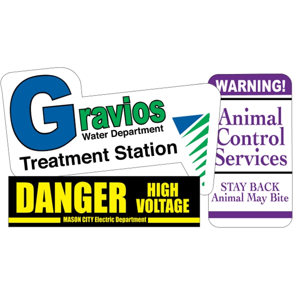 Overlaminated white vinyl decals are suitable for indoor or outdoor use.... from ASI 89910 Stouse, LLC