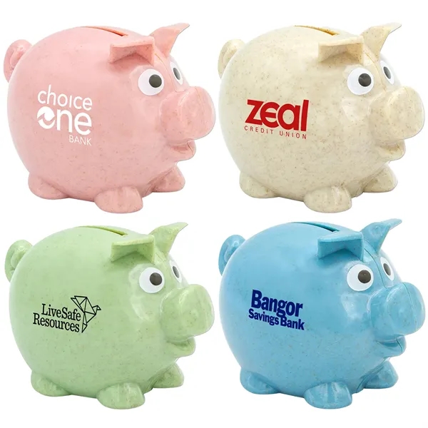 Sustainable piggy bank crafted from wheat straw material with 1 color... from ASI 37218 Athena Promo (tm)