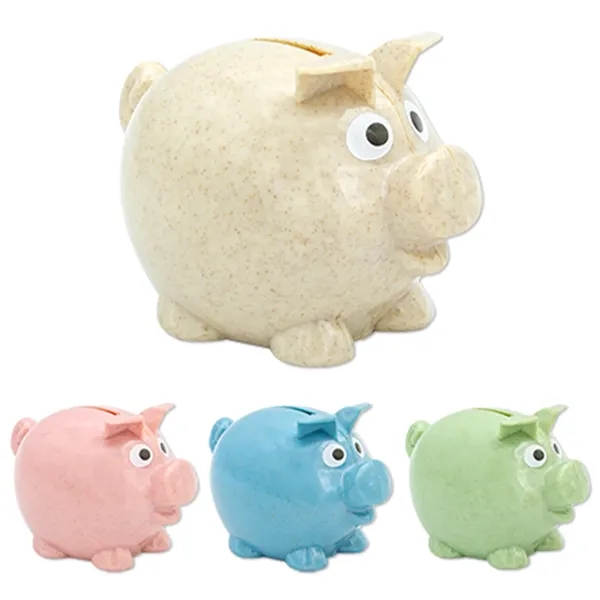Sustainable piggy bank crafted from wheat straw material with 1 color... from ASI 37218 Athena Promo (tm)