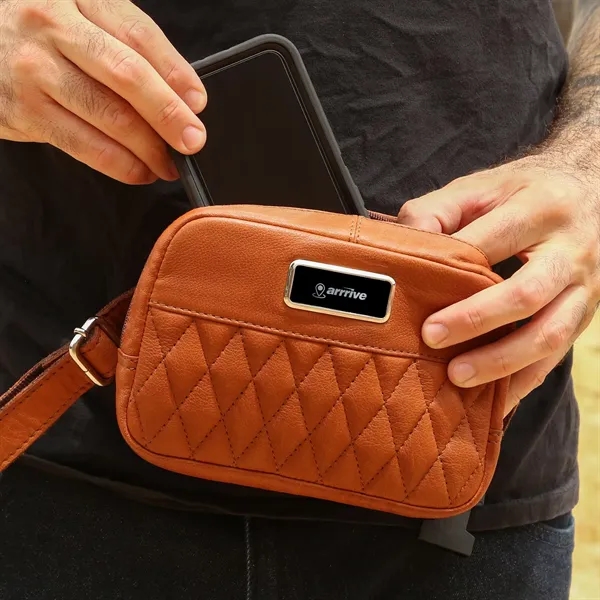 Brea Canyon Leather Cross Body Bag features organized pockets, an adjustable... from ASI 61966 HPG / Beacon Promotions