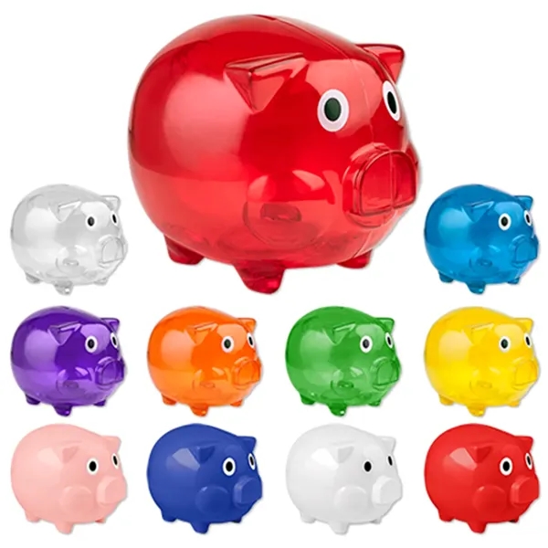 Piggy bank made of plastic with 1 color pad print imprint... from ASI 37218 Athena Promo (tm)