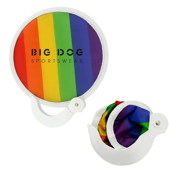 This collapsible, rainbow folding fan is equipped with a handle that... from ASI 52710 Lincoln Line