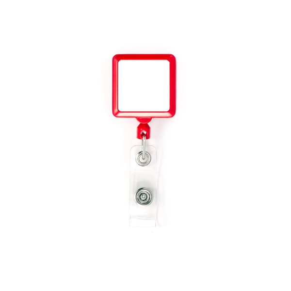 Square shape Retractable Badge comes in plastic case with vinyl I.D.... from ASI 64635 KEY-BAK Promotional Products