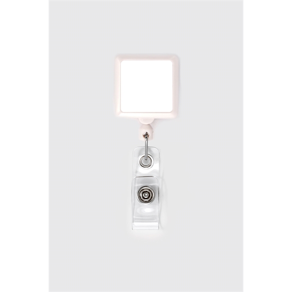 Square shape Retractable Badge comes in plastic case with vinyl I.D.... from ASI 64635 KEY-BAK Promotional Products