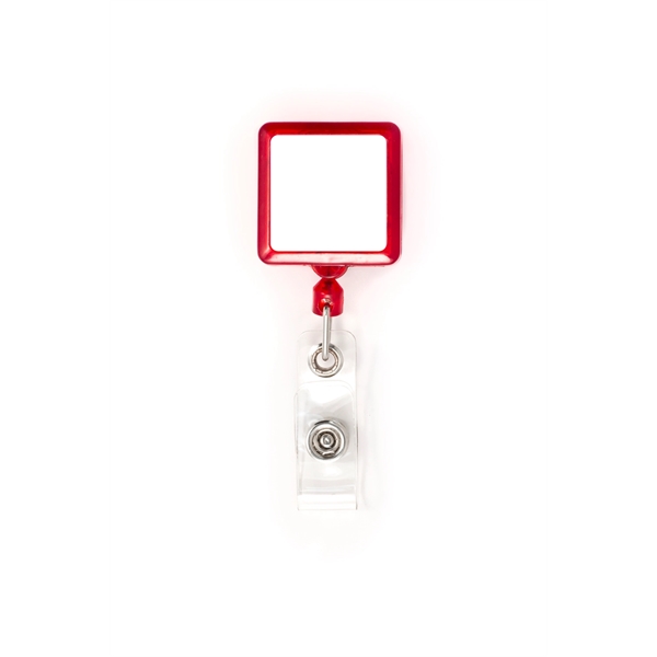 Square shape Retractable Badge comes in plastic case with vinyl I.D.... from ASI 64635 KEY-BAK Promotional Products