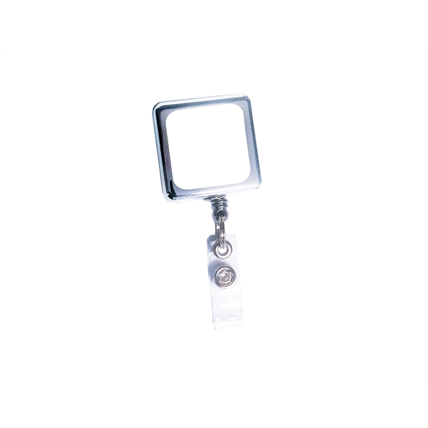Metal Square Retractable Badge with a belt clip on back.... from ASI 64635 KEY-BAK Promotional Products