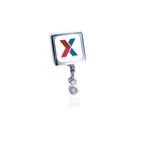 Metal Square Retractable Badge with a belt clip on back.... from ASI 64635 KEY-BAK Promotional Products