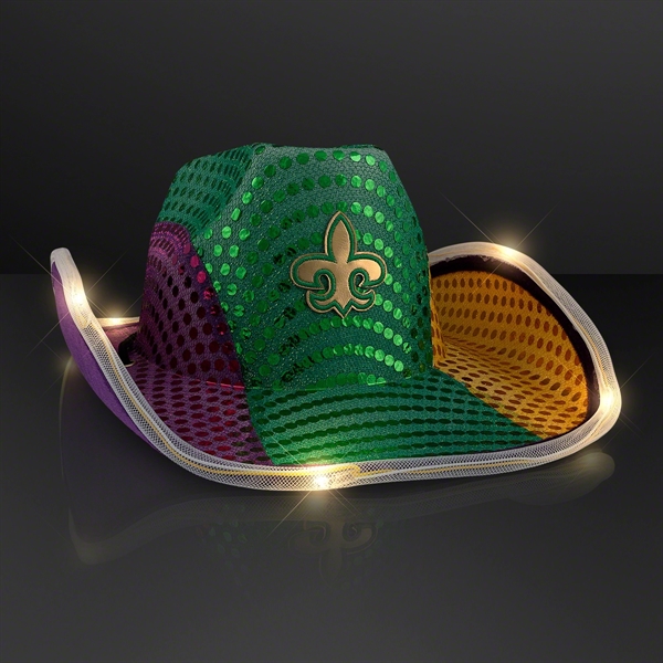 Purple, Green & Gold LED Sequin Cowboy Hat; Blank and Imprinted... from ASI 34194 ALightPromos / Alight Promotional Products