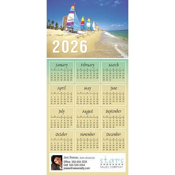 Z-Fold calendar greeting card, full color process.... from ASI 46719 Corner Lot Marketing Inc / CLMPromotions