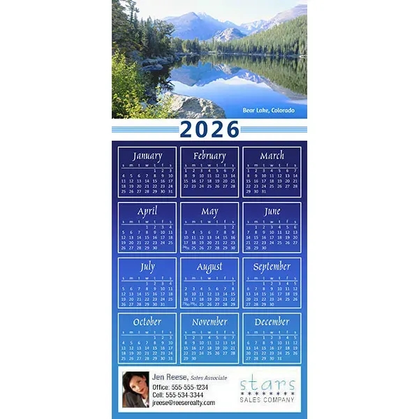 Z-Fold calendar greeting card, full color process.... from ASI 46719 Corner Lot Marketing Inc / CLMPromotions