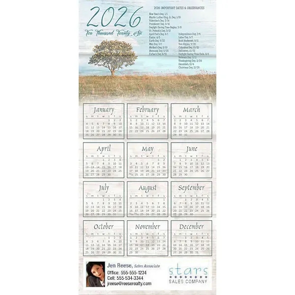 Z-Fold calendar greeting card, full color process.... from ASI 46719 Corner Lot Marketing Inc / CLMPromotions