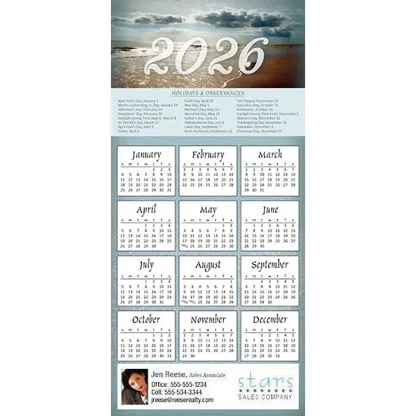 Z-Fold calendar greeting card, full color process.... from ASI 46719 Corner Lot Marketing Inc / CLMPromotions
