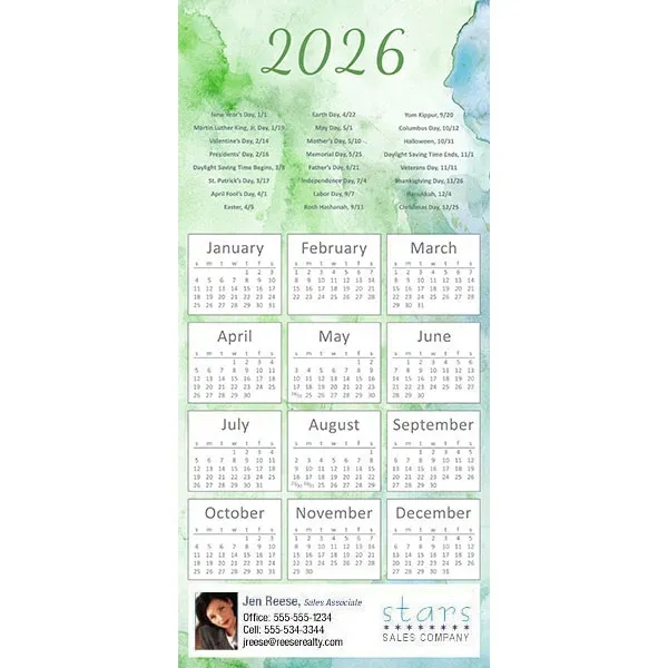 Z-Fold calendar greeting card, full color process.... from ASI 46719 Corner Lot Marketing Inc / CLMPromotions