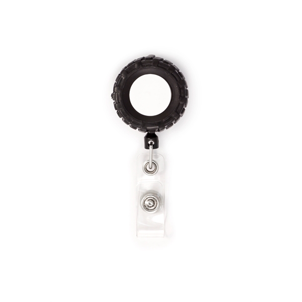 Tire shape retractable badge holder with a belt clip back.... from ASI 64635 KEY-BAK Promotional Products