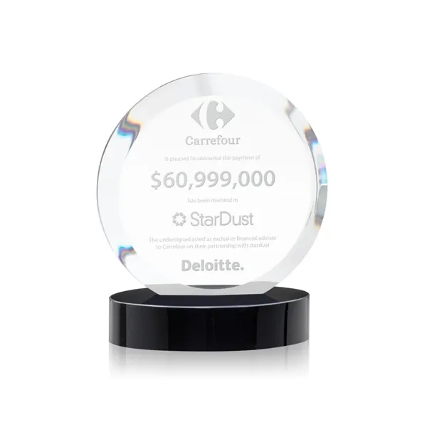 The Starfire Crystal Matlow Circle Award features a circular shape with... from ASI 84592 St Regis Group / St Regis