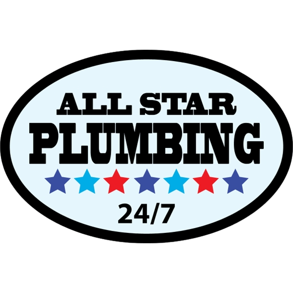 Oval shaped truck door decal with pressure-sensitive adhesive and 4CP customization.... from ASI 89910 Stouse, LLC