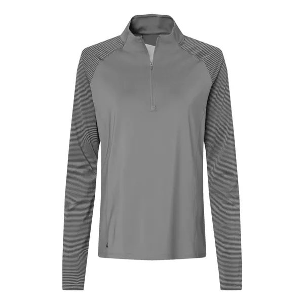 Adidas Women's Stripe Block Quarter-Zip Pullover... from ASI 84358 S&S Activewear