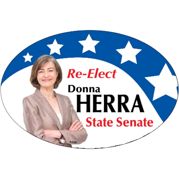 6" x 4" oval shaped white vinyl bumper sticker with pressure-sensitive... from ASI 89910 Stouse, LLC