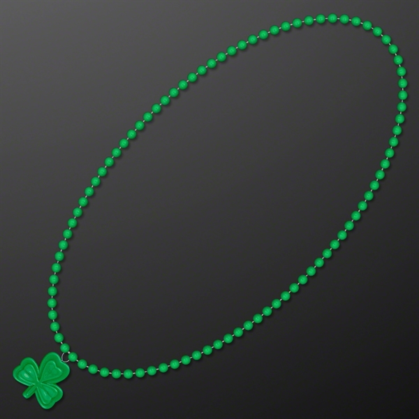 Small Shamrock Medallion Green Bead Necklace (NON-Light Up); Blank Pricing... from ASI 34194 ALightPromos