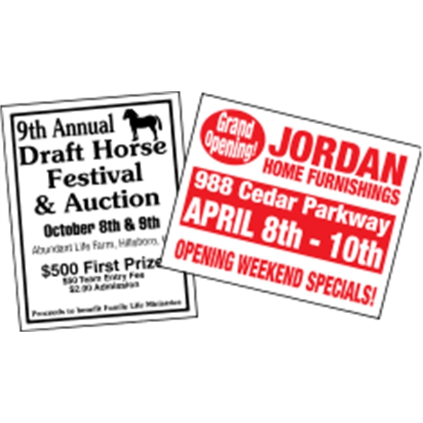 11" x 14" Kwik-Ship poster. Material: weather-resistant poster board.... from ASI 89910 Stouse, LLC