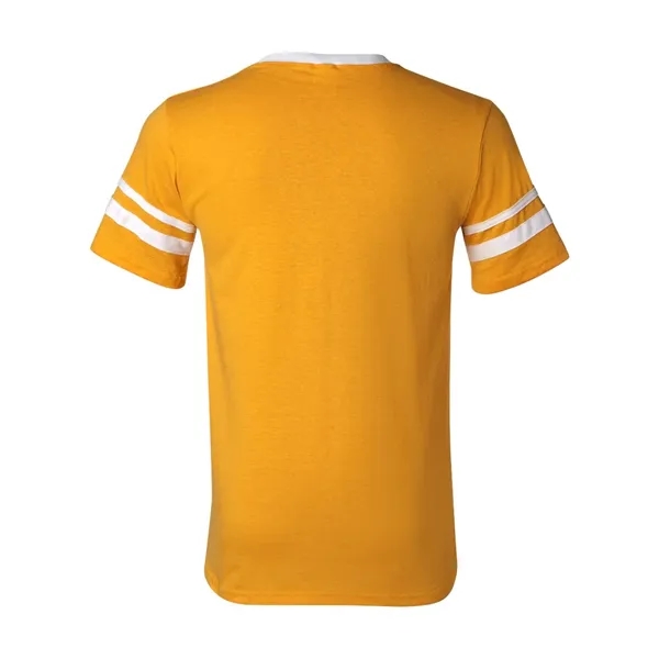 V-neck jersey with striped sleeves. Blank product.... from ASI 84358 S&S Activewear