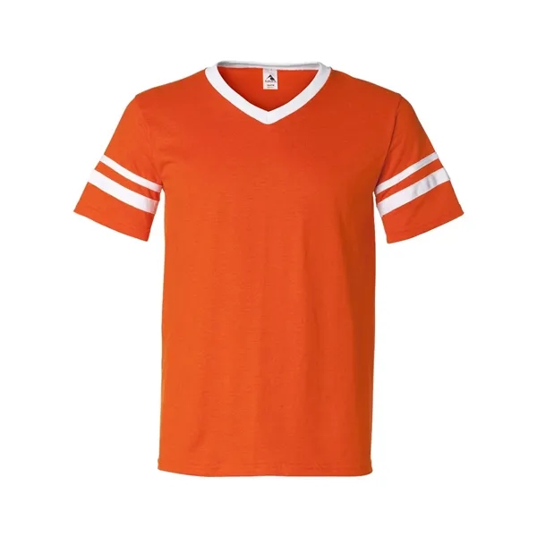 V-neck jersey with striped sleeves. Blank product.... from ASI 84358 S&S Activewear