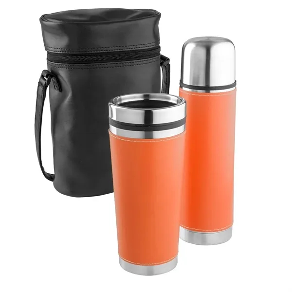 Leatherette Tumbler / Vacuum Bottle Set... from ASI 88060 Snugz/USA Inc / Sweda®