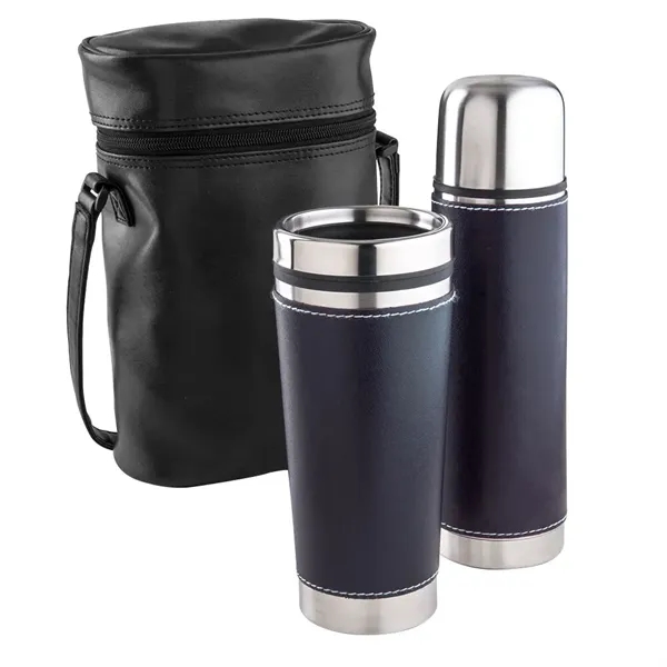 Leatherette Tumbler / Vacuum Bottle Set... from ASI 88060 Snugz/USA Inc / Sweda®