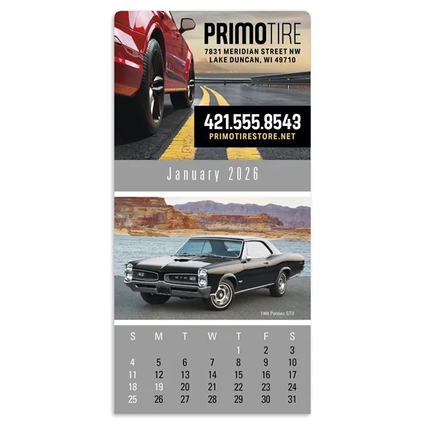 4C Press-N-Stick Header Cruisin' Cars Calendar (13-Month)... from ASI 40480 Koozie Group
