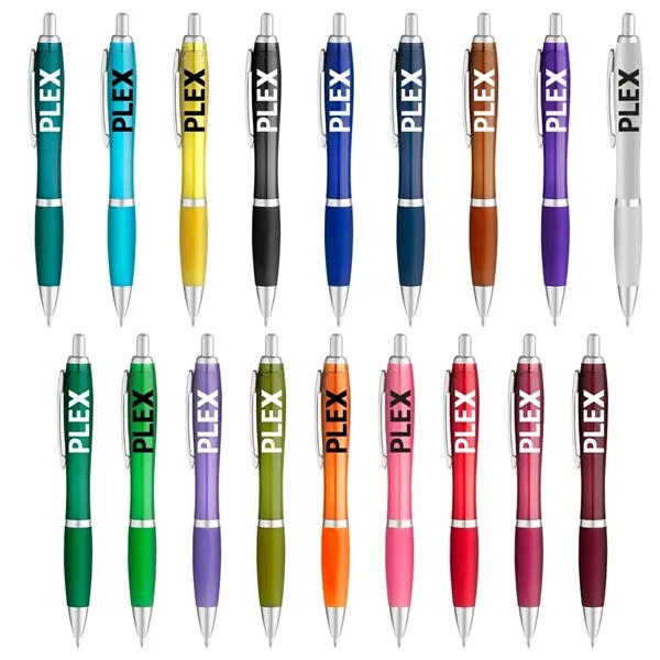 5 1/2" x 1/2" ballpoint pen with translucent barrel and rubberized... from ASI 88060 Snugz/USA Inc / Sweda®