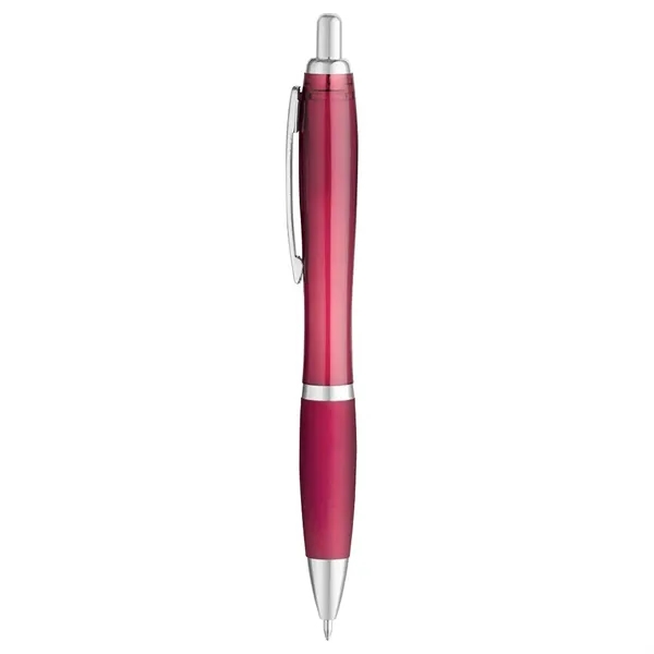5 1/2" x 1/2" ballpoint pen with translucent barrel and rubberized... from ASI 88060 Snugz/USA Inc / Sweda®