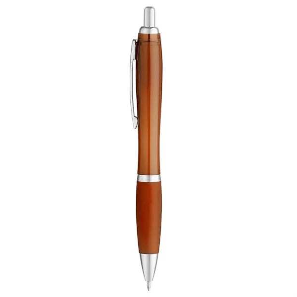 5 1/2" x 1/2" ballpoint pen with translucent barrel and rubberized... from ASI 88060 Snugz/USA Inc / Sweda®