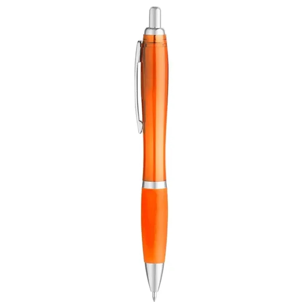 5 1/2" x 1/2" ballpoint pen with translucent barrel and rubberized... from ASI 88060 Snugz/USA Inc / Sweda®