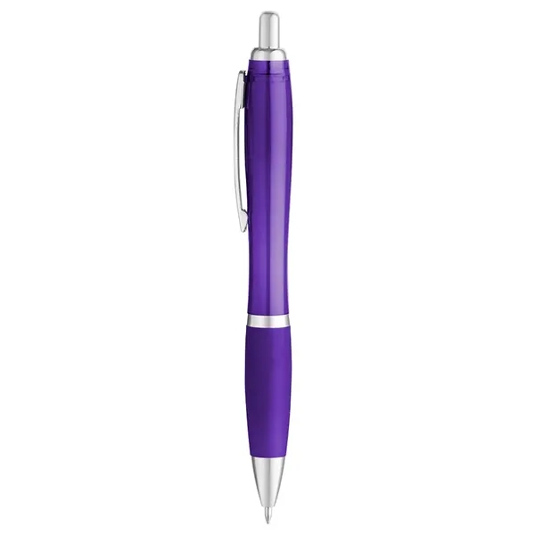 5 1/2" x 1/2" ballpoint pen with translucent barrel and rubberized... from ASI 88060 Snugz/USA Inc / Sweda®