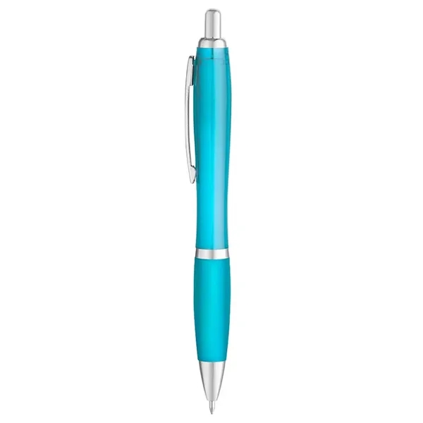 5 1/2" x 1/2" ballpoint pen with translucent barrel and rubberized... from ASI 88060 Snugz/USA Inc / Sweda®