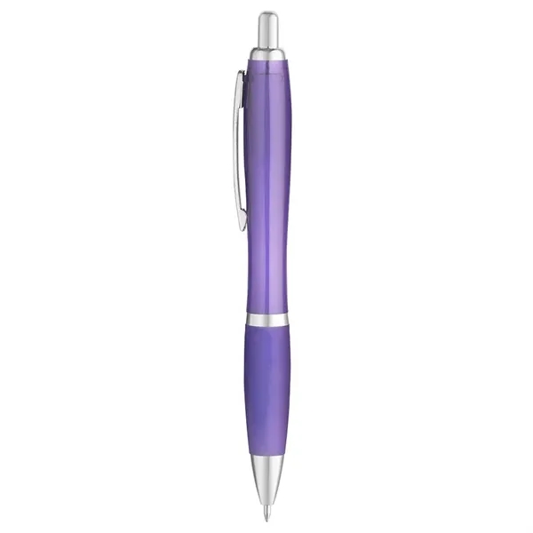 5 1/2" x 1/2" ballpoint pen with translucent barrel and rubberized... from ASI 88060 Snugz/USA Inc / Sweda®