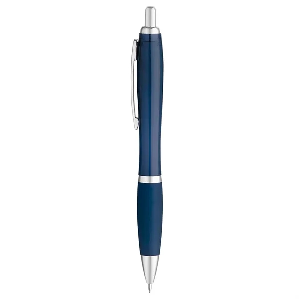 5 1/2" x 1/2" ballpoint pen with translucent barrel and rubberized... from ASI 88060 Snugz/USA Inc / Sweda®