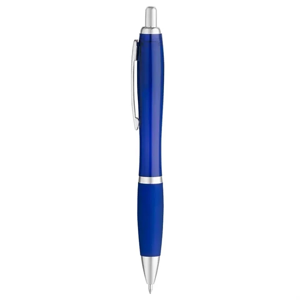5 1/2" x 1/2" ballpoint pen with translucent barrel and rubberized... from ASI 88060 Snugz/USA Inc / Sweda®