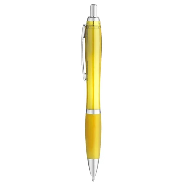5 1/2" x 1/2" ballpoint pen with translucent barrel and rubberized... from ASI 88060 Snugz/USA Inc / Sweda®