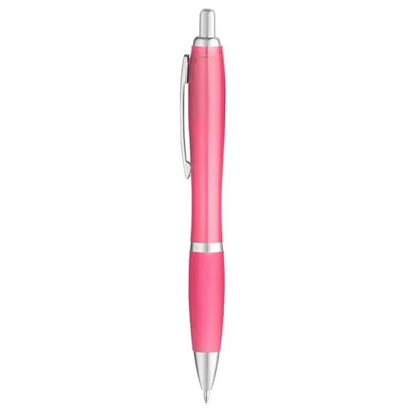 5 1/2" x 1/2" ballpoint pen with translucent barrel and rubberized... from ASI 88060 Snugz/USA Inc / Sweda®