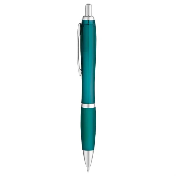 5 1/2" x 1/2" ballpoint pen with translucent barrel and rubberized... from ASI 88060 Snugz/USA Inc / Sweda®